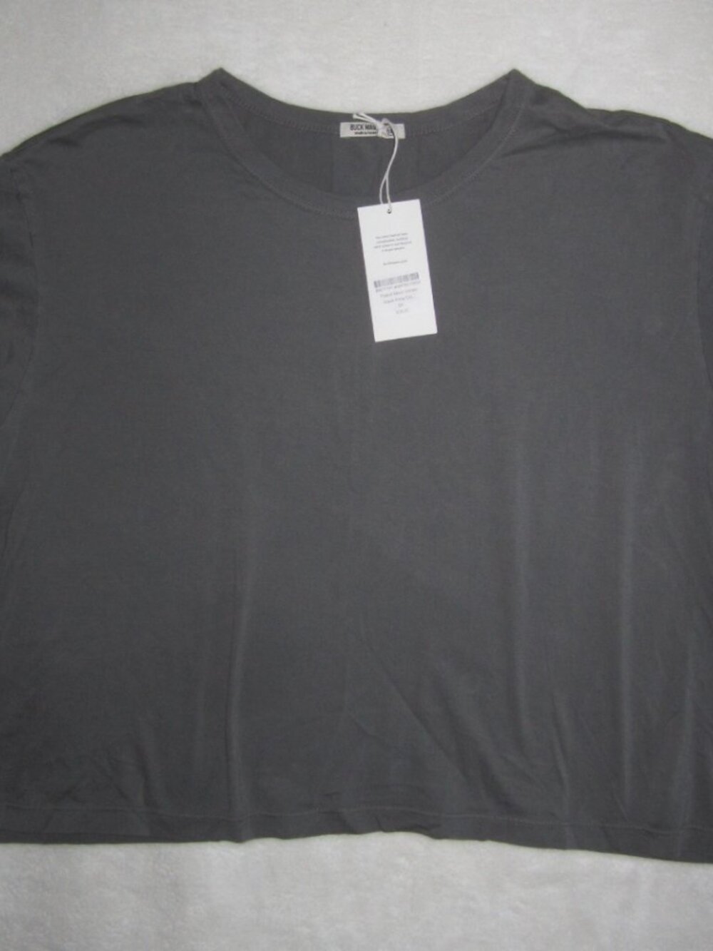 NWT BUCK MASON Faded Black Venice Wash Pima Cropped T Shirt Women's XXL